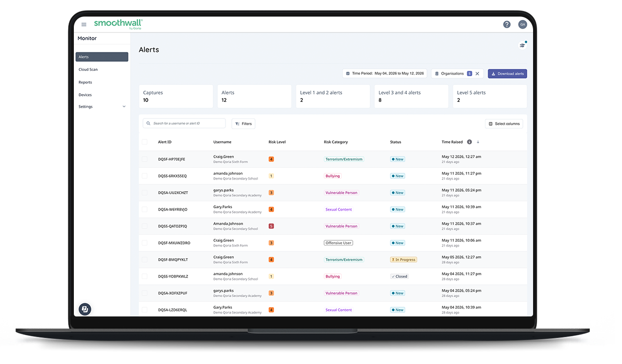 Smoothwall Monitor Browser Monitor | Digital Safeguarding Solutions | Smoothwall